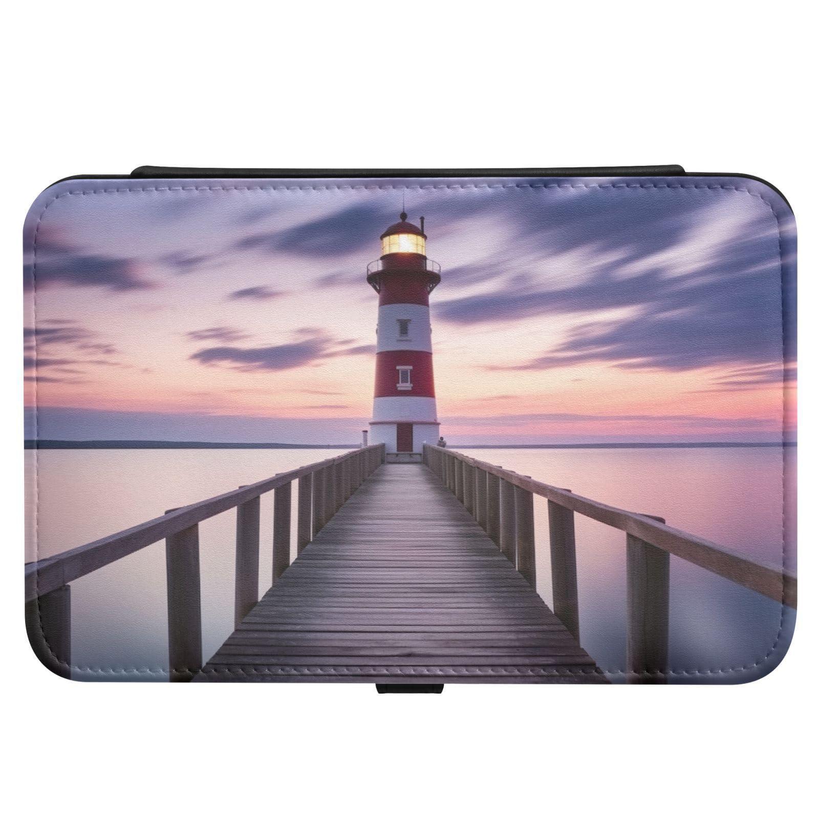 Haskirky Sunset Lighthouse Jewelry Box Portable PU Leather Travel Jewelry Organize for Women Jewelry Storage Display Holder for Ring, Necklace, Earring