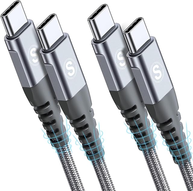 [2-Pack 2M] USB C to USB C 60W Cable, Type C Charger Cord Compatible with Samsung Galaxy S22/S21/S20+ Ultra, Note 20/10 Ultra, MacBook Air/Pro, iPad Pro, iPad Air 2020, iPad Mini 6, Pixel-Grey