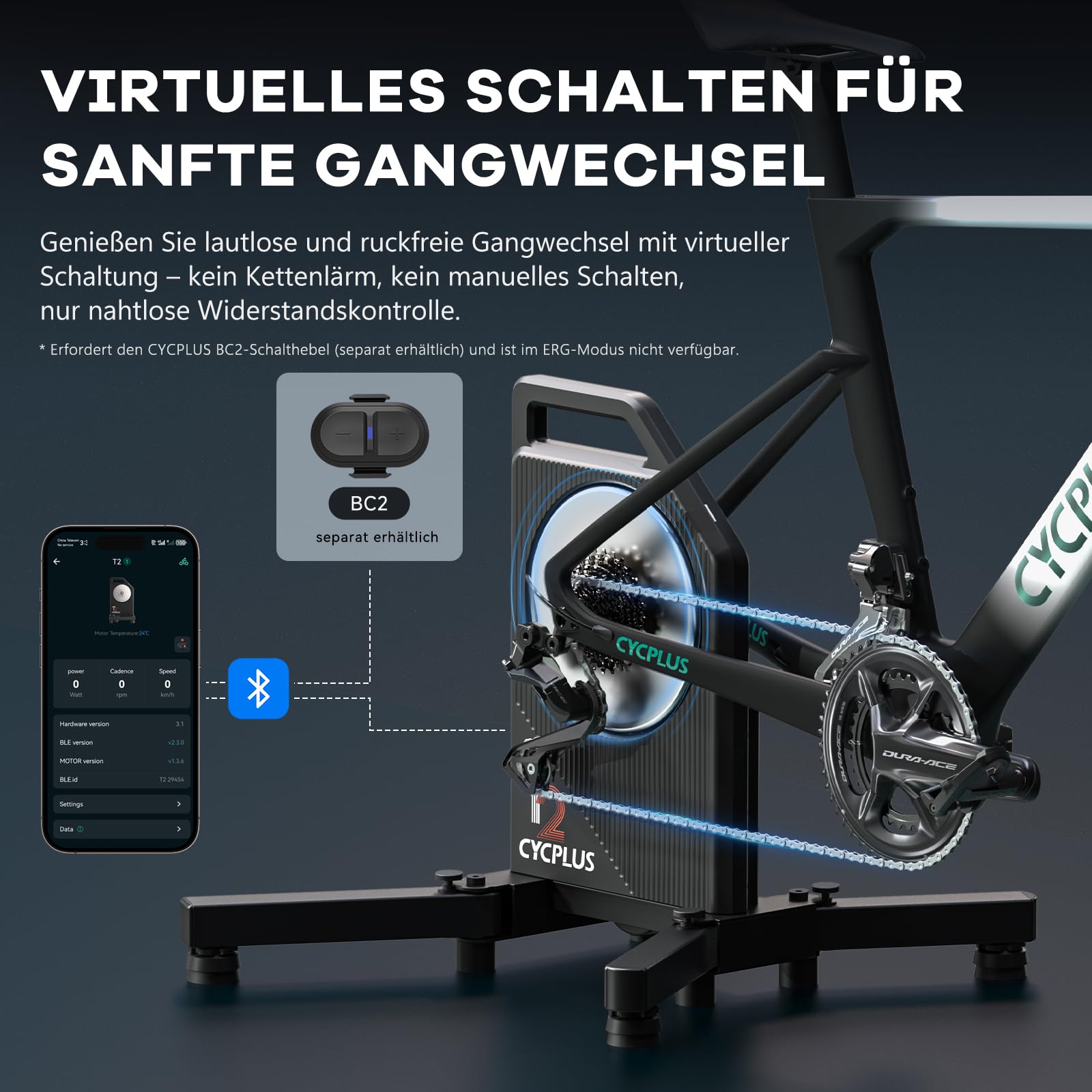 CYCPLUS Fahrradtrainer für realistisches Indoor-Cycling & genaue Daten mit App-Trainingsunterstützung