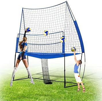 Volleyball Training Net System with Adjustable Height and Ball Return for Practice