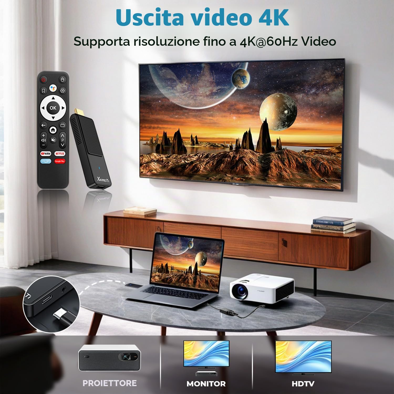 GREVA TV Stick Android 4K Ultra HD - Streaming Device, Latest Android 14.0 TV Stick Box 2 GB 16 GB HDR/AV1/2,4G/5G WiFi/BT 5.0, 3D HD Smart Box Streaming Media Player with Assistant Voice Remote