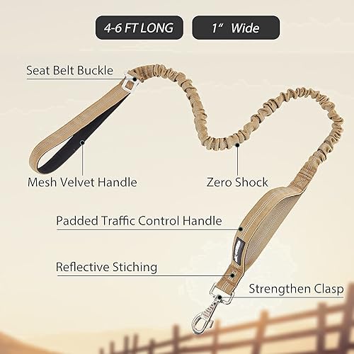 Miniatura 4 de BUMBIN Arnés para perros grandes sin tirones, arnés táctico para perro, con asa, arnés de chaleco ajustable para perro, correa elástica de 6 pies