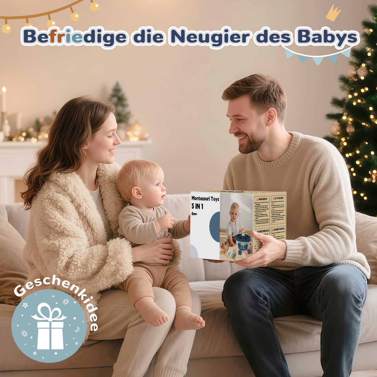Baby Spielzeug ab 6 Monate,5 in 1 Montessori Spielzeug Baby,Motorikspielzeug mit Formensortier- und Stapelspielzeug,Xylophon,Silikon Zugschnur Spielzeug,Stapelbecher,Geschenk Junge Mädchen