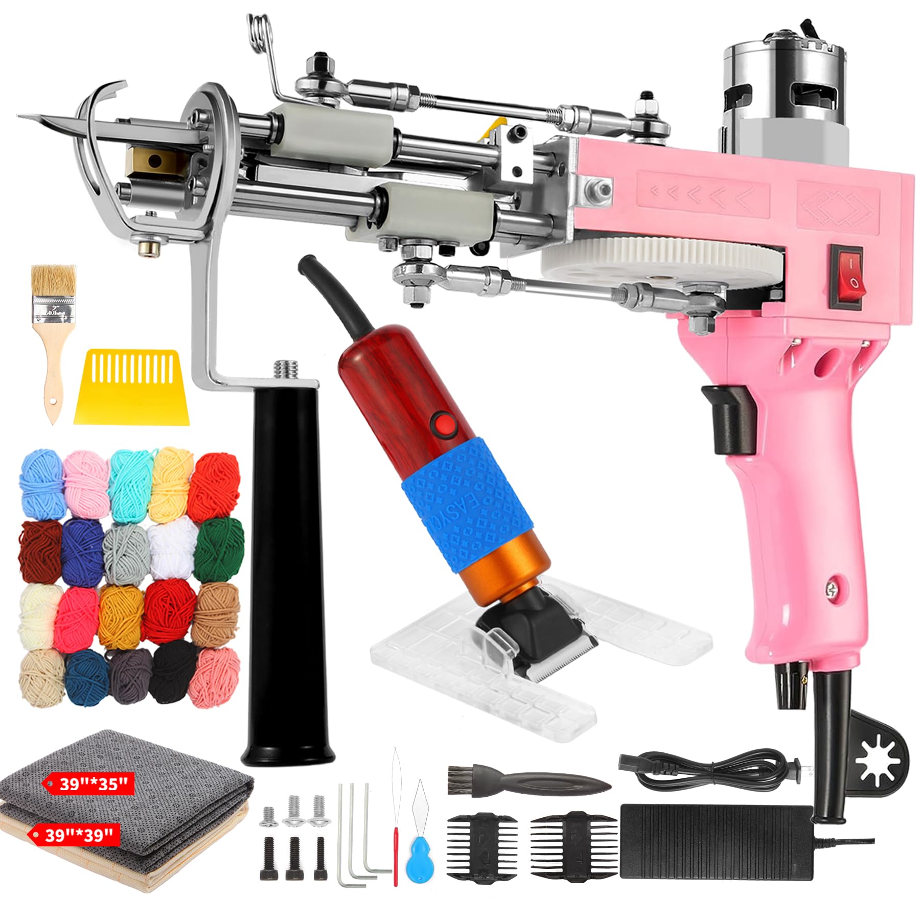 Tufting Gun with Carpet Trimmer, 2 in 1 Cut &amp; Loop Pile Rug Tufting Gun with Tufting Cloth, Rug Making kit for Beginners