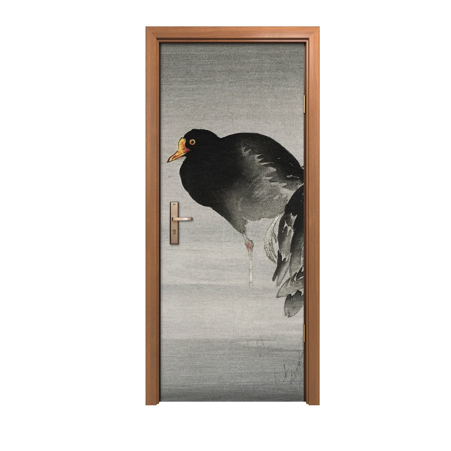 Autocollant de porte 80x200cm animaux oiseaux eau pour décoration murale