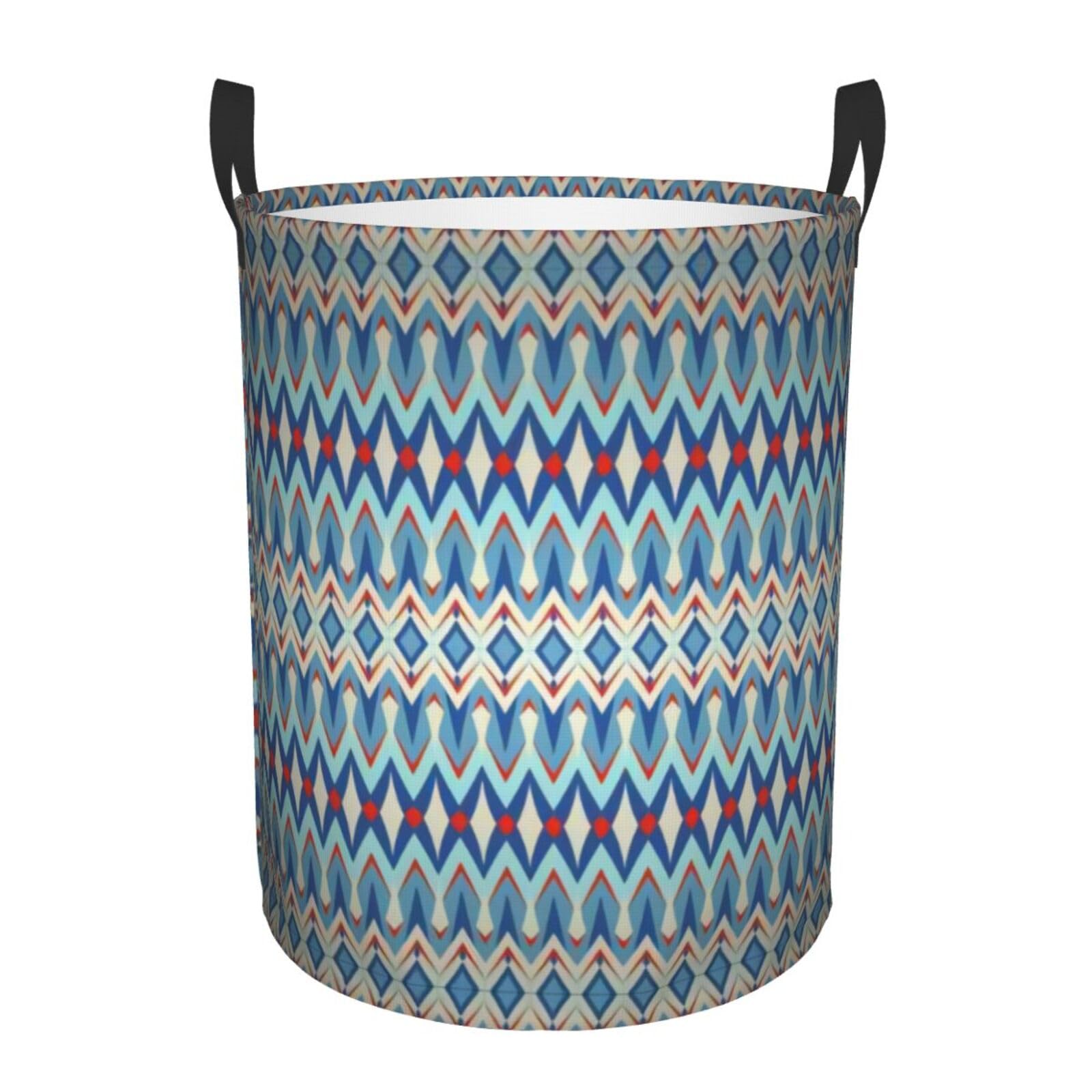 M Circular Hamper – Collapsible Diamonds Patterns Print Laundry Basket