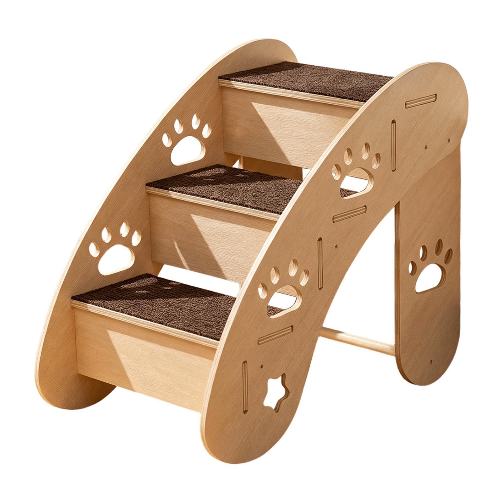 Scalette per cani da Tappetino antiscivolo in legno con struttura | Scalette per cuccia cane per Divano, Finestra, Alto, Auto, Sedia, , Cuccioli, Gatti Anziani