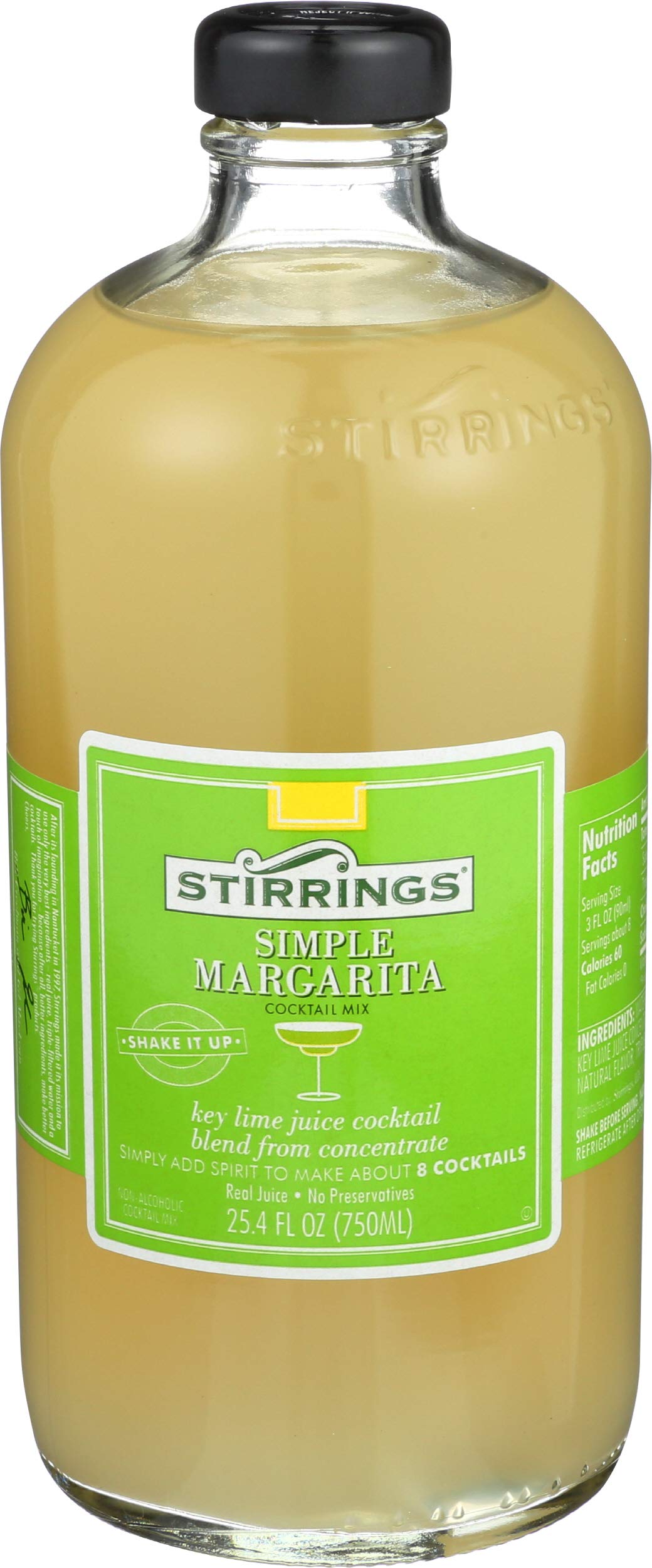 Stirrings Margarita Cocktal Mix 750 ml Real Juice No Preservatives 60 Calories