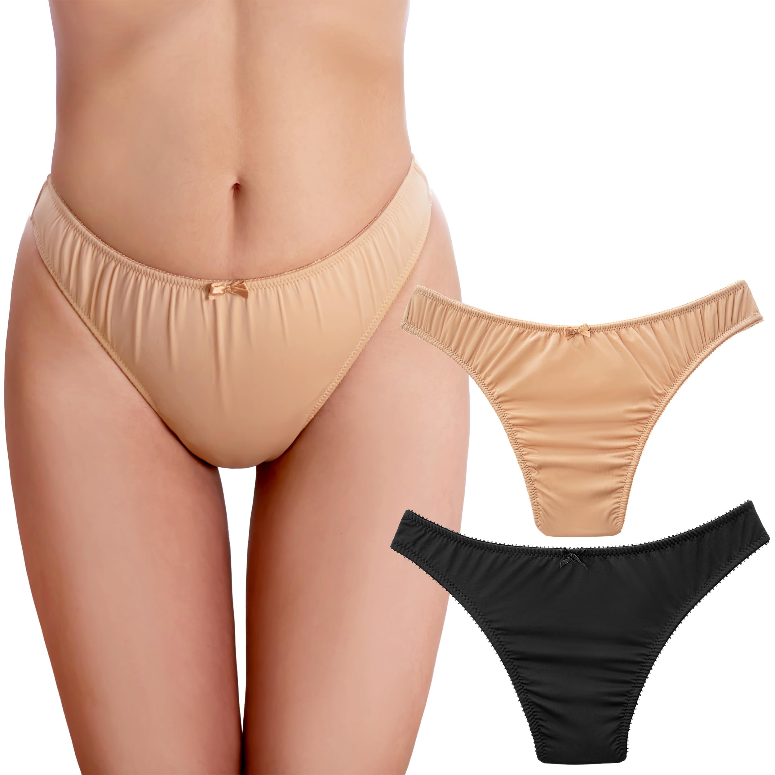 Sois Tanga Trucadora Transexual, Crossdresser y Mujer, Color Negro y Beige para Tucking – Tanga Tipo Gaff de Algodón para Trans y Drag, Ropa Interior Femenina Cómoda y Discreta