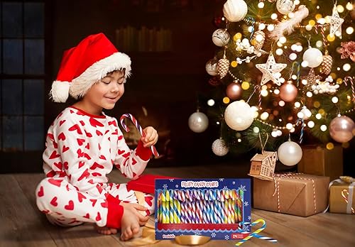 Miniatura 3 de Fruidles Bastones de caramelo de Navidad, sabor afrutado multicolor arcoíris, envueltos individualmente (paquete de 12)