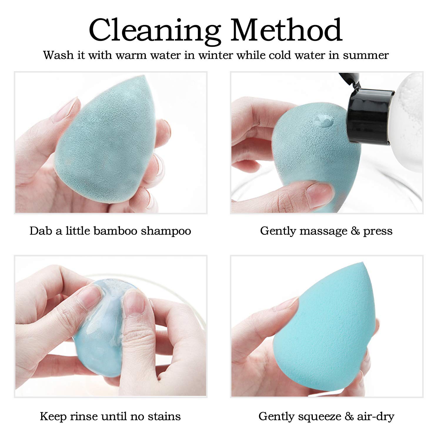 Makeup Sponge Blender Set, Beauty Cosmetic Blender with Holder, Dry & Wet Use 8 Pcs Classic Shape Foundation Sponges for Liquid Creams & Powders