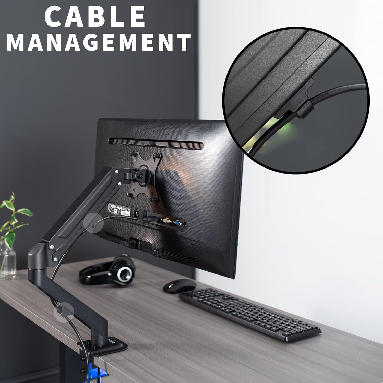 VIVO Articulating Single 17 to 27 inch Pneumatic Spring Arm Clamp-on Desk Mount Stand, Fits 1 Monitor Screen with Max VESA 100x100, Black, STAND-V101O : Electronics