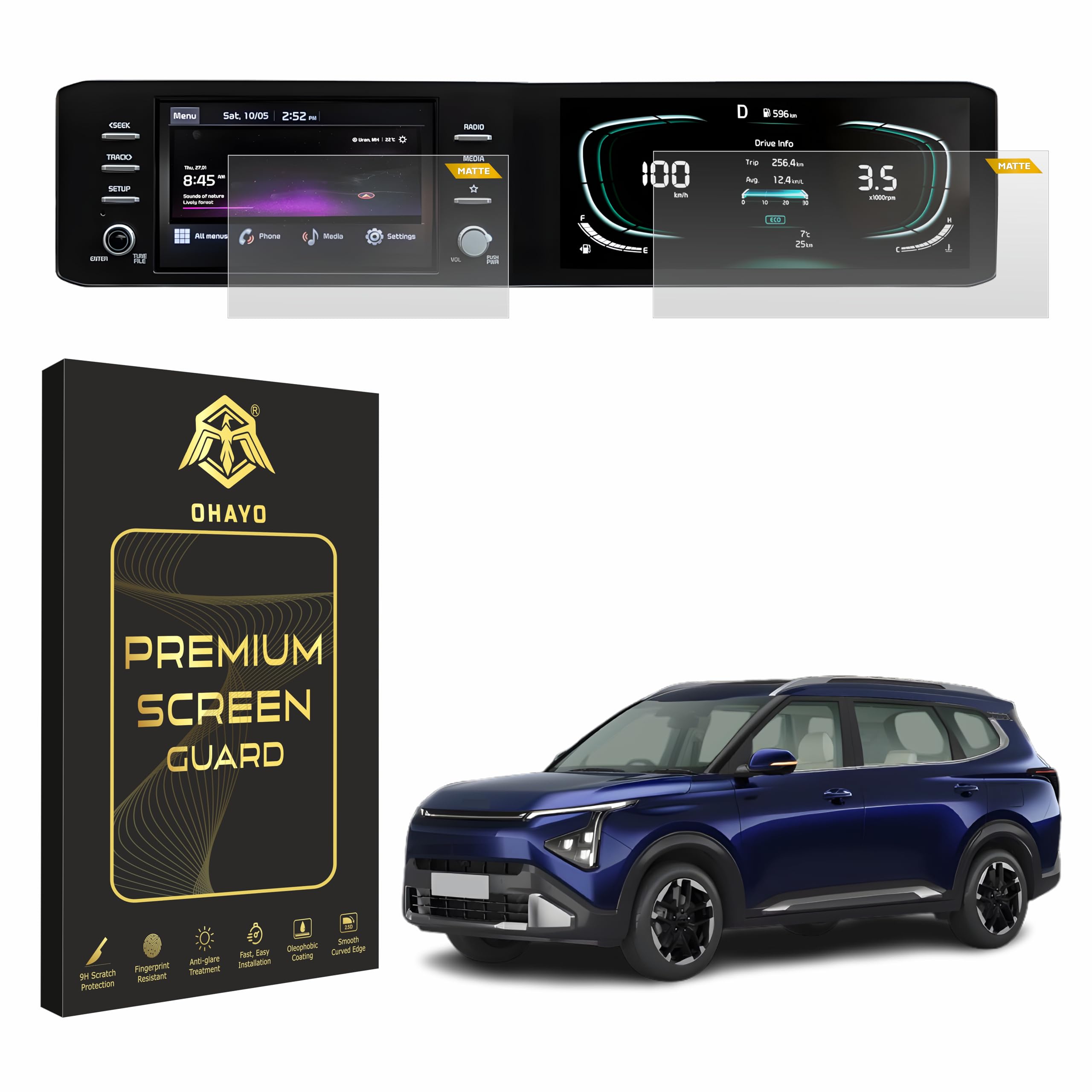 OHAYO 9H Military Strength Screen Protector for KIA CARENS CLAVIS (Kia Carens Clavis 2025(Matte))-image-10