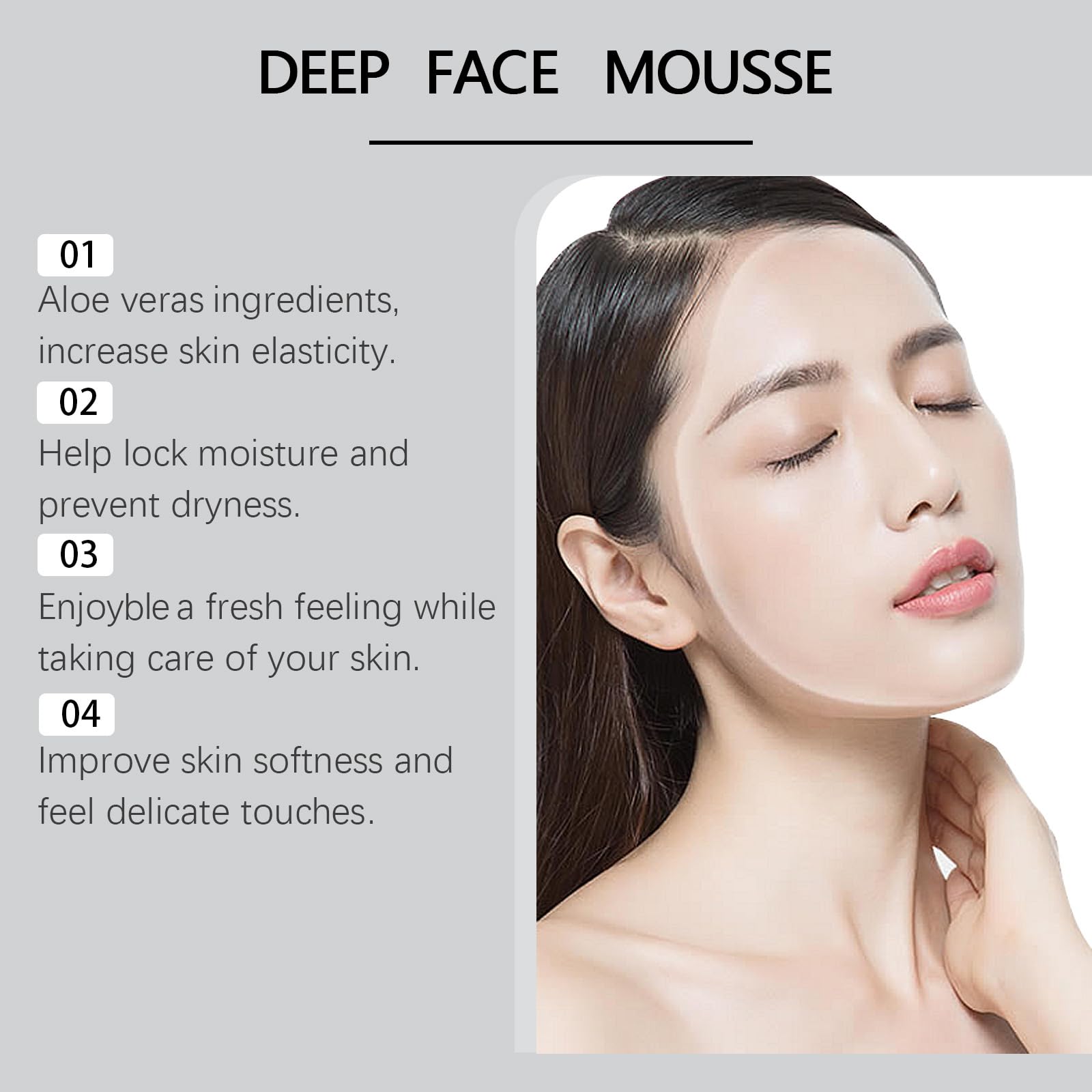 Deep Face Mousse, płyn do mycia twarzy z pianki pomarańczowej, aloes, naturalny ekstrakt z pomarańczy i witamina C, do głębokiego oczyszczania, nawilżania, redukcji zmarszczek i matowości (4 szt.)