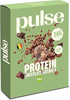 PULSE PROTEIN – Bio Protein Granola Schokolade 300 g – Knuspriges veganes Granola – Glutenfrei – Reich an pflanzlichem Protein & Ballaststoffen – Frühstück & Snack
