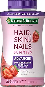 Nature's Bounty Optimal Solutions Advanced  Hair ,  Skin ,  Nails , 2X Biotin, 200 Strawberry Gummies