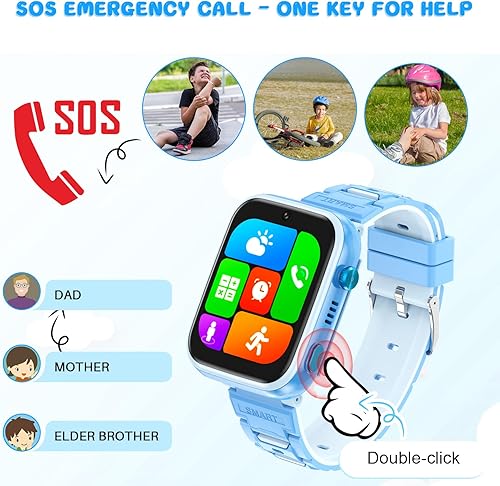 Miniatura 9 de OKYUK Reloj inteligente 4G con GPS para niños, 16 GB ROM para niños, mini teléfono celular con llamadas, SOS, GPS, cámara, correas de dibujos