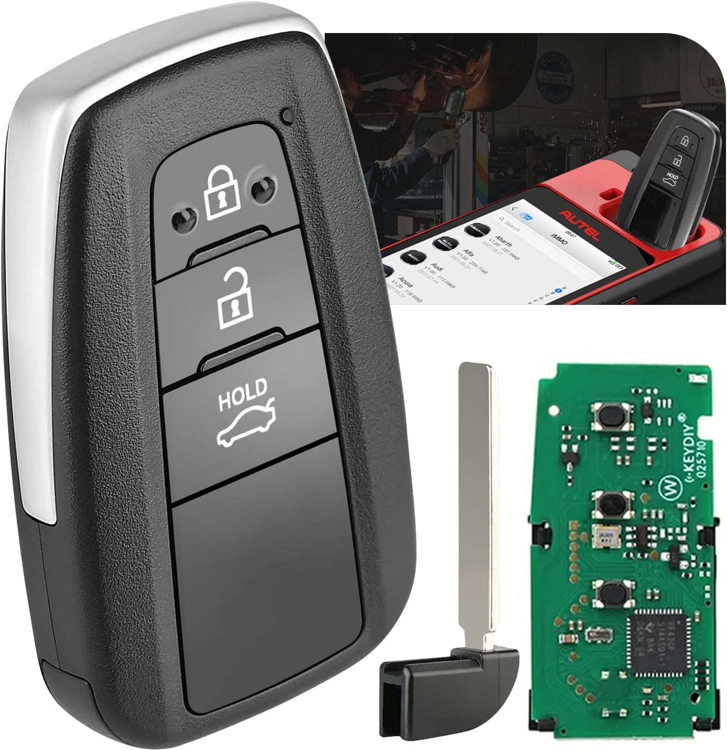 2026 Autel Programmable Universal Key for Toyota, MaxiIM IKEYTY8A3BL, 360° 130FT Remote, Smart 3 Buttons Blank Fob Keyless Entry Replacement, 315/433MHz, Work with Autel KM100, IM508S, IM608 PRO II