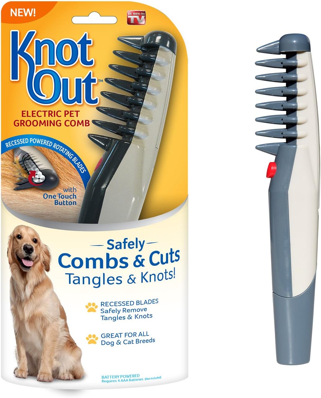 Allstar HI KN124 Knot Out Electric Pet Grooming Comb, Black/Grey