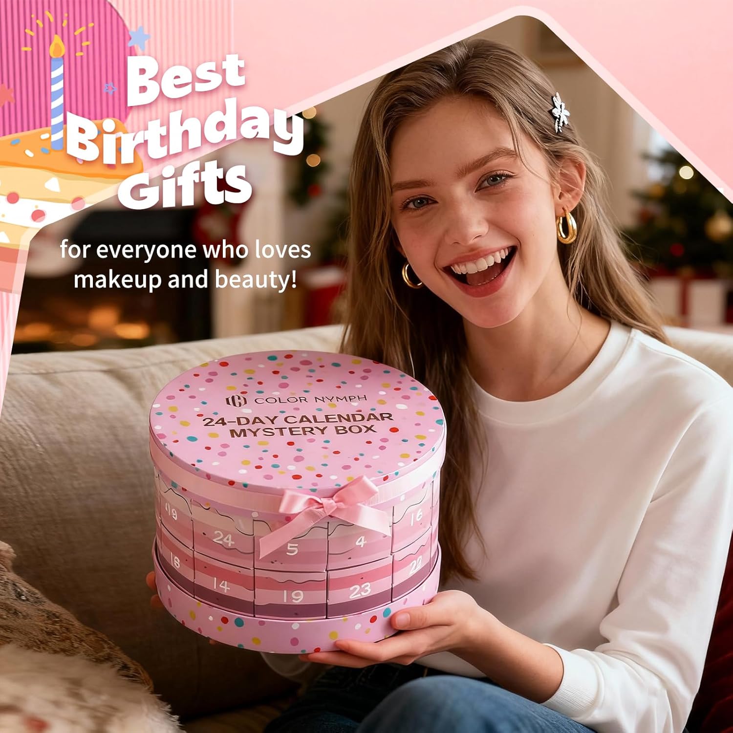 Color Nymph Kids Makeup Kit for Girl - 24 Days Surprise Beauty Mystery Box | Make Up Birthday Gift Set for Girls Ages 6-12, Makeup Gift Sets for Bday Countdown, Cosmetics Kit for Kids Teens #Pink - Image 4