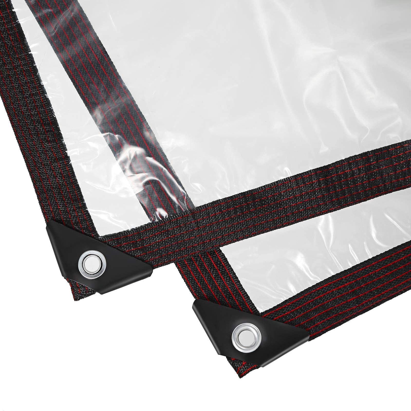 GJZQDKX Heavy Duty Clear Waterproof Tarp 4x8m with Grommets Transparent Windproof Cover for Deck Porch Patio Canopy Outdoor Camping & Protection