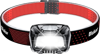 Blukar 2000L超亮可充电头灯，红色警示灯，6种模式，运动传感控制，IPX5防水，轻便手电筒