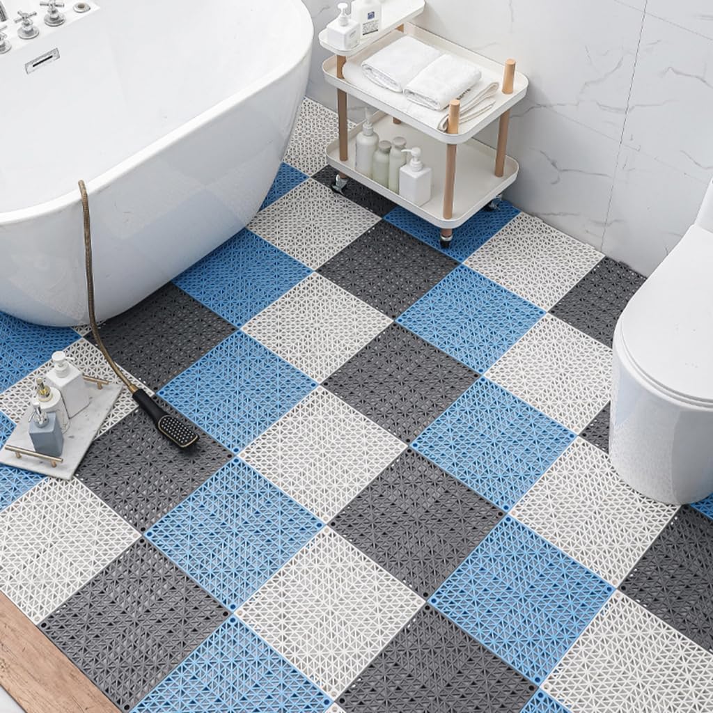 Waterproof Bathroom Shower Mat Nonslip Plain Stitching Cuttable Roll Floor Hollow Splicing Pad 30x30cm