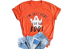 Halloween Shirts Women I'm Just Here Boos Funny Ghost Graphic Tee Tops