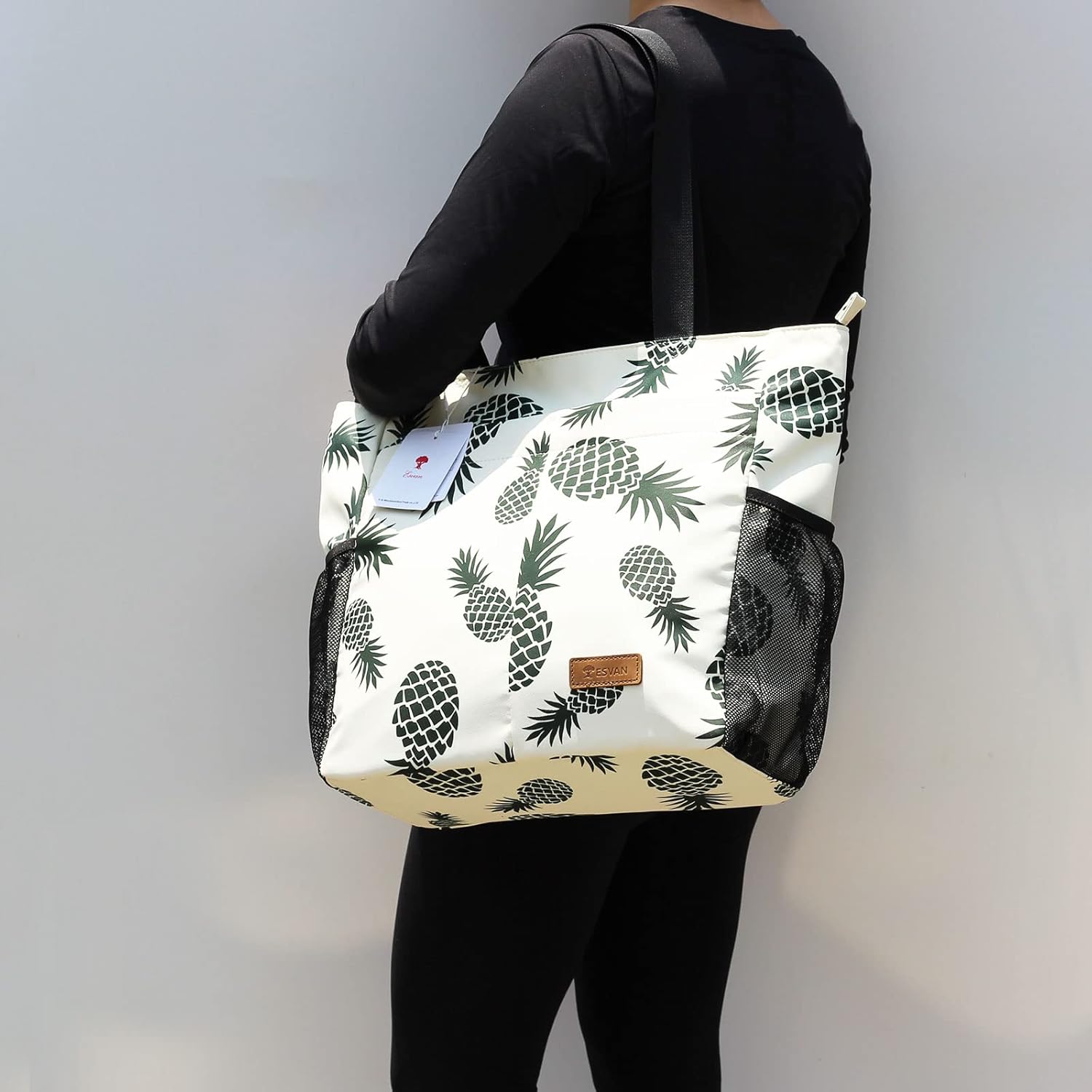 ESVAN Original Floral Tote Bag Large Shoulder Bag with Multi Pockets for Gym Travel Beach Daily Bags - Image 2