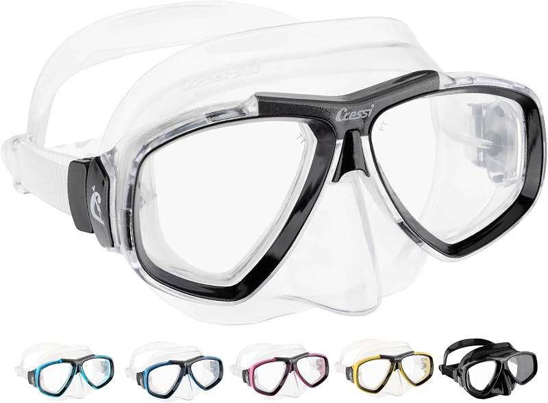 Cressi Máscara First Dive con Lentes Inclinadas para Buceo - Lentes Ópticas Disponibles - Enfoque: Made in Italy