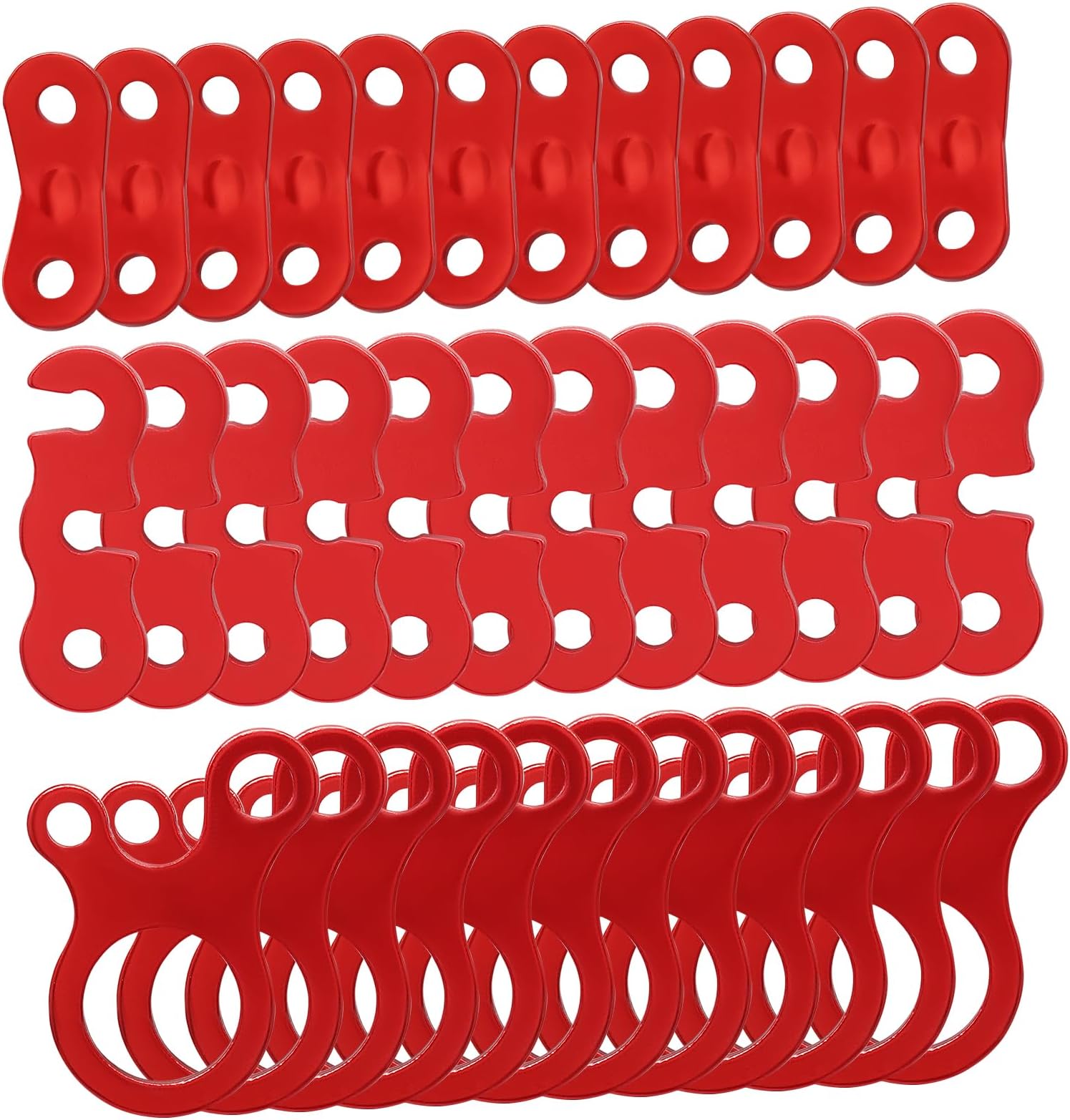36 Pack Rope Tensioner and Tightener, Red Adjusters Cam Jam Cord Tighteners Aluminum Alloy Camping Tent Guyline Cord for Outdoor Tent Camping Hiking Accessories(3 Sizes)