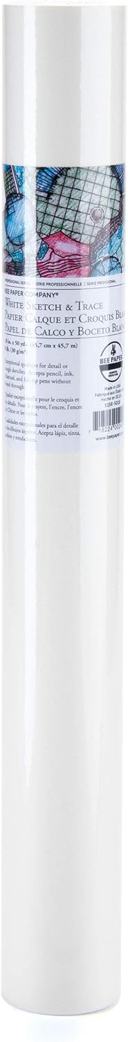 Bee Paper 18" x 50 yds Sketch and Trace Roll, White