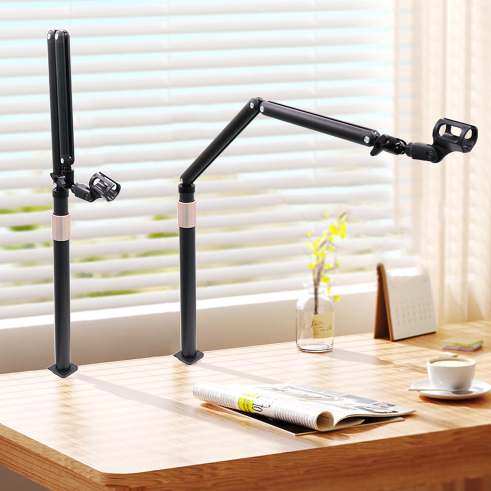 Bras de perche réglable - Construction en acier robuste pour le streaming en studio et la configuration de podcast - Support de microphone - Équipement de studio - Bras de microphone pliable