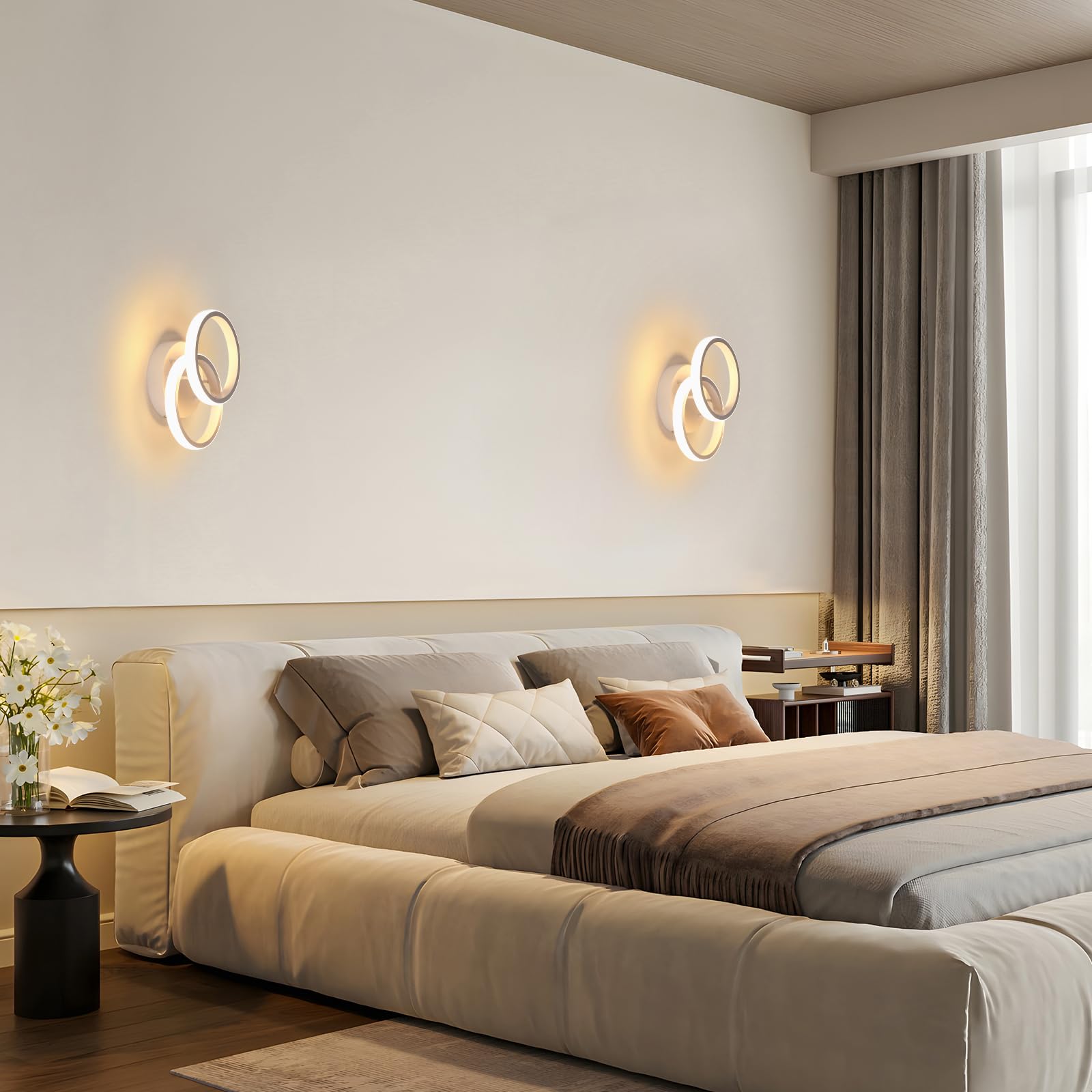 Plafoniera LED Soffitto 2 Pezzi, 22W 2475LM Rotondo Lampadario LED Soffitto Bianco, Moderna Lampada in Acrilico per Camera da Letto Cucina Soggiorno Corridoio, Bianco Caldo 3000K, Ø25CM