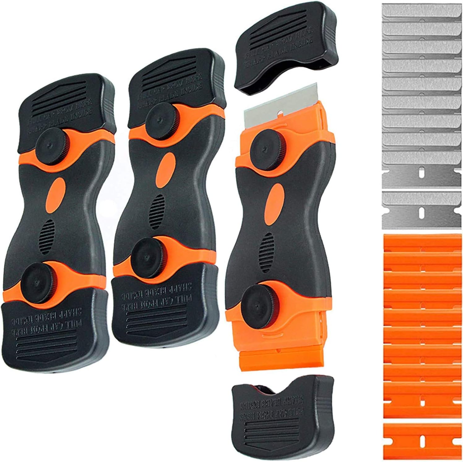 Multi-Purpose Double Edge Razor Scraper with 10 Plastic Razor Blades And 10 Metal Blades - Pack of 2