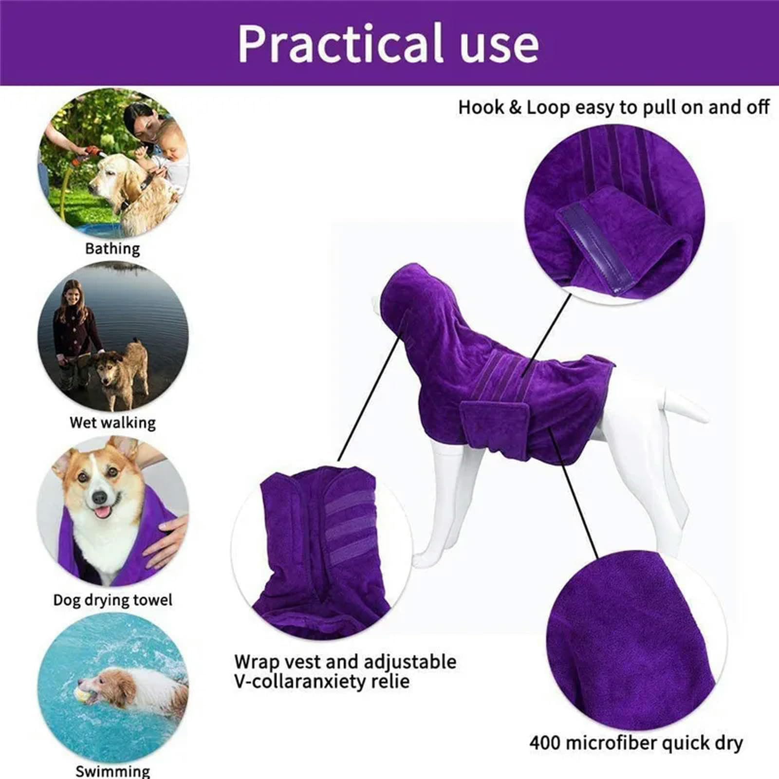 Peignoir pour Chien Serviette Sèche - Linge pour Chien Séchage Rapide Serviette De Bain en Microfibre Confort Premium Absorbant Serviette De Beauté pour Chien Serviette De Plage