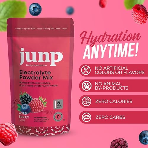 Miniatura 36 de JUNP Paquetes de electrolitos en polvo sin azúcar para agua, paquetes de hidratación instantánea con sal y potasio, cero calorías, sin