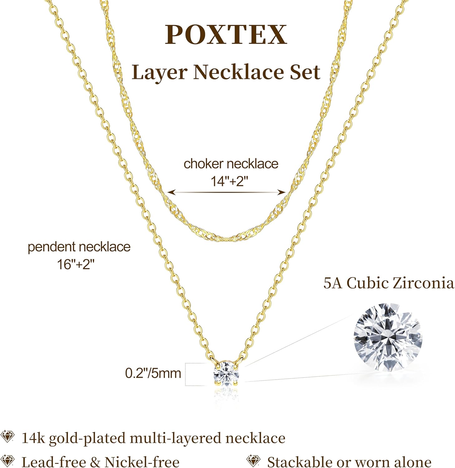 Silver Diamond Necklaces for Women Set, Layered Dainty 14K Gold Silver Plated Choker Chain Simple Pendent Diamond Necklace Stackable, Trendy Prom CZ Jewelry Gifts for Women - Image 5