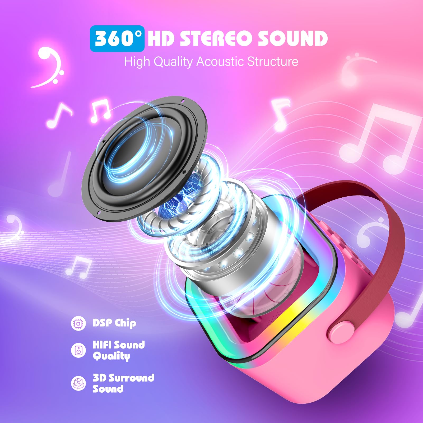 Dislocati Karaoke con Microfono, Microfono Karaoke Regalo Bambina 3-12 Anni Microfono Bambini Giochi Bambina 3-12 Anni Karaoke per Bambini Giocattoli Bambina 4-12 Anni