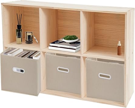 6-Cube Storage Shelf Bookcase-Solid Wood Cube Storage Organizer,Vertical or Horizontal Bookcase for Living Room/Office, Display Cabinet,Farmhouse Style/Home Decor Storage Cubes 6-Cube