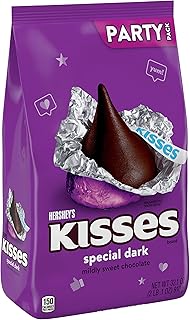 HERSHEY'S KISSES SPECIAL DARK Mildly Sweet Chocolate Candy, Individually Wrapped, 32.1 oz Bulk Party Pack