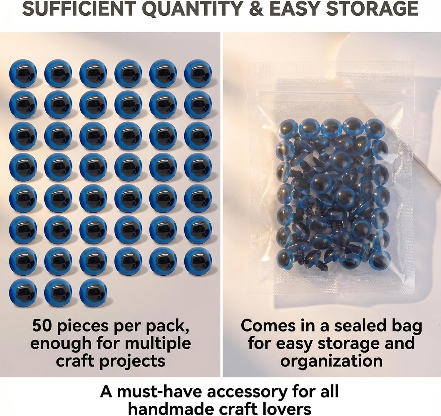 50Pcs 18mm/0.71" Plastic Safety Eyes Blue Solid Safety Craft Eyes Stuffed Crochet Eyes with Washers for DIY Crafts