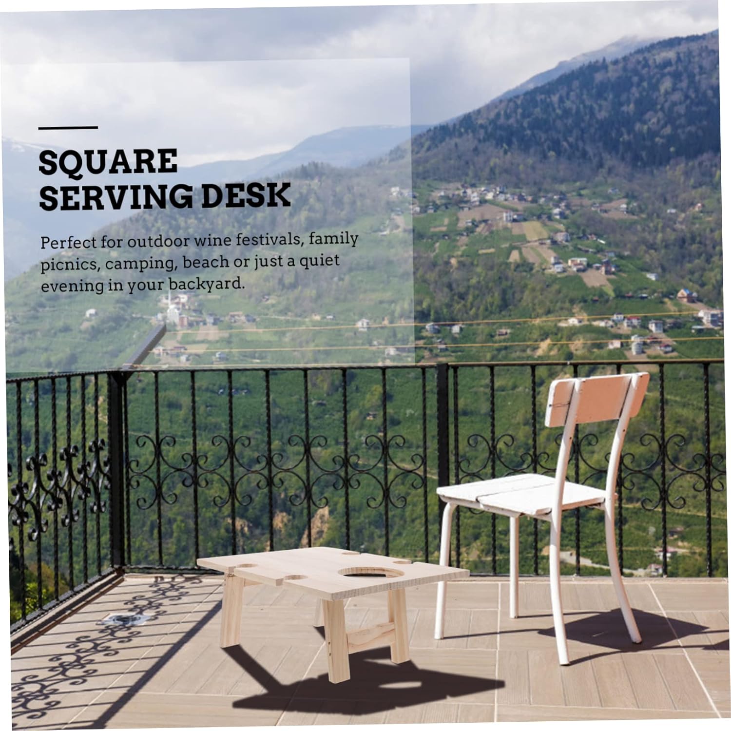 Wooden Foldable Wine Table Portable Picnic Table for Outdoor Parties Camping Festivals Convenient Travel Accessory for Wine