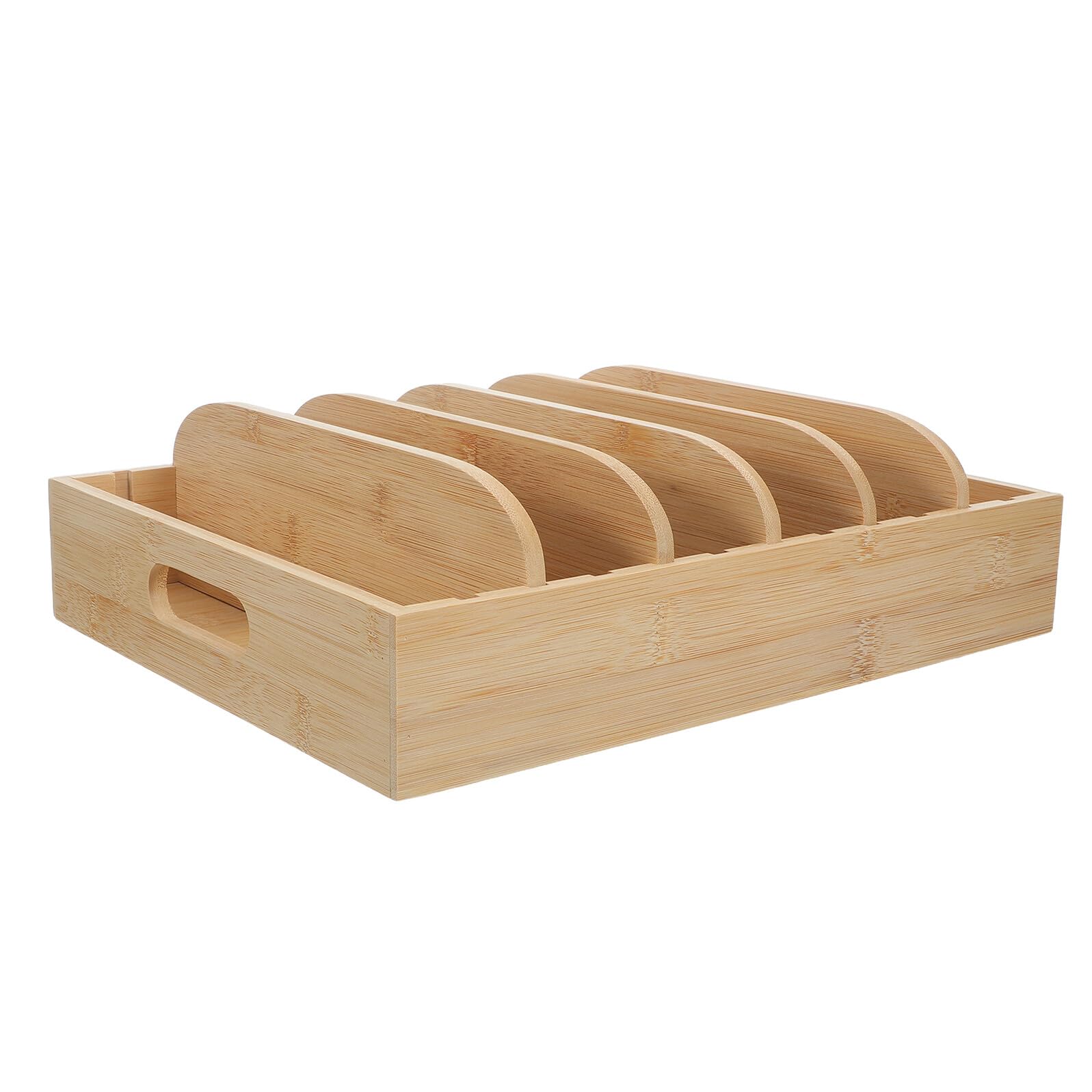 Organizer e 6 Scomparti in Bambù per Coperchi da Cucina con 5 Divisori Regolabili Contenitore per Alimenti con Maniglie Ergonomiche, per Profondi
