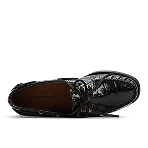 未使用級☆SPERRY TOP-SIDER レザーモカシン 撥水 ブラック Minnowfish_wm Black Women's Leather | Sperry US
