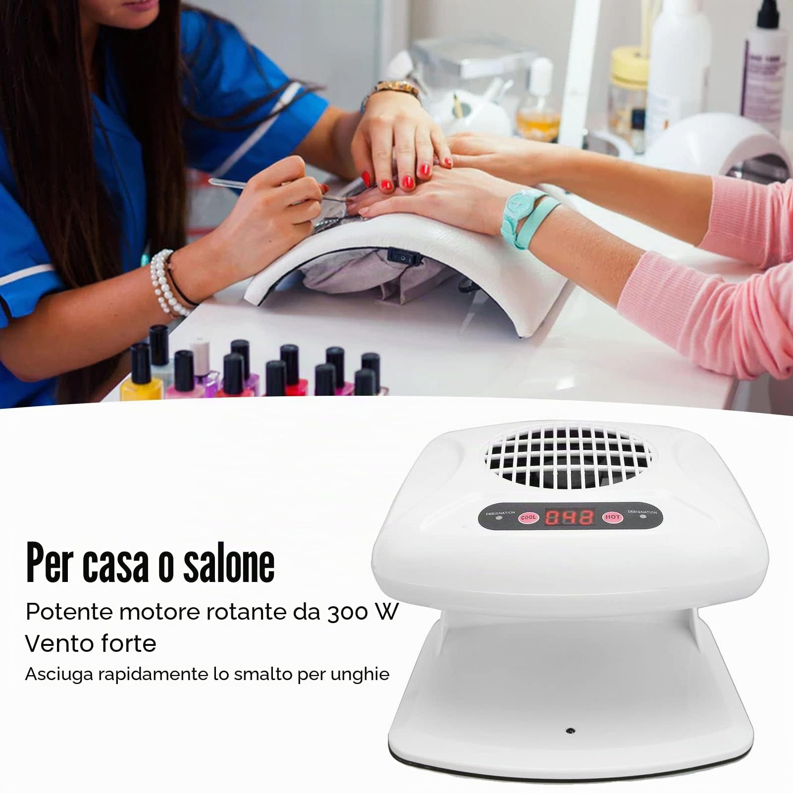 Dispositivo per Asciugare lo Smalto, Asciuga Unghie per Smalto Normale, Dispositivo per Asciugare lo Smalto, Essiccatore per Smalto, Sensore Automatico, per Manicure, (Spina