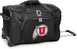 University of Utah Utes Lightweight 22-inch Wheeled Duffel Bag with Telescopic Handle - Perfect Overnight Bag for Travel, Weekend Getaways, Airports, Gym, and Commuting