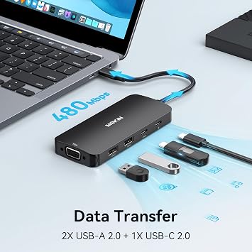 MOKiN USB C Docking Station Dual Monitor for Windows, 2 HDM,DP,VGA(Black)