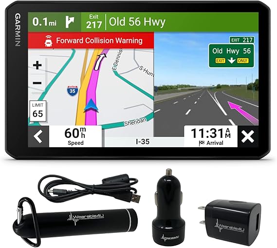 Wearable4U Garmin DriveCam 76, Large, EasytoRead 7 GPS car Navigator, Builtin