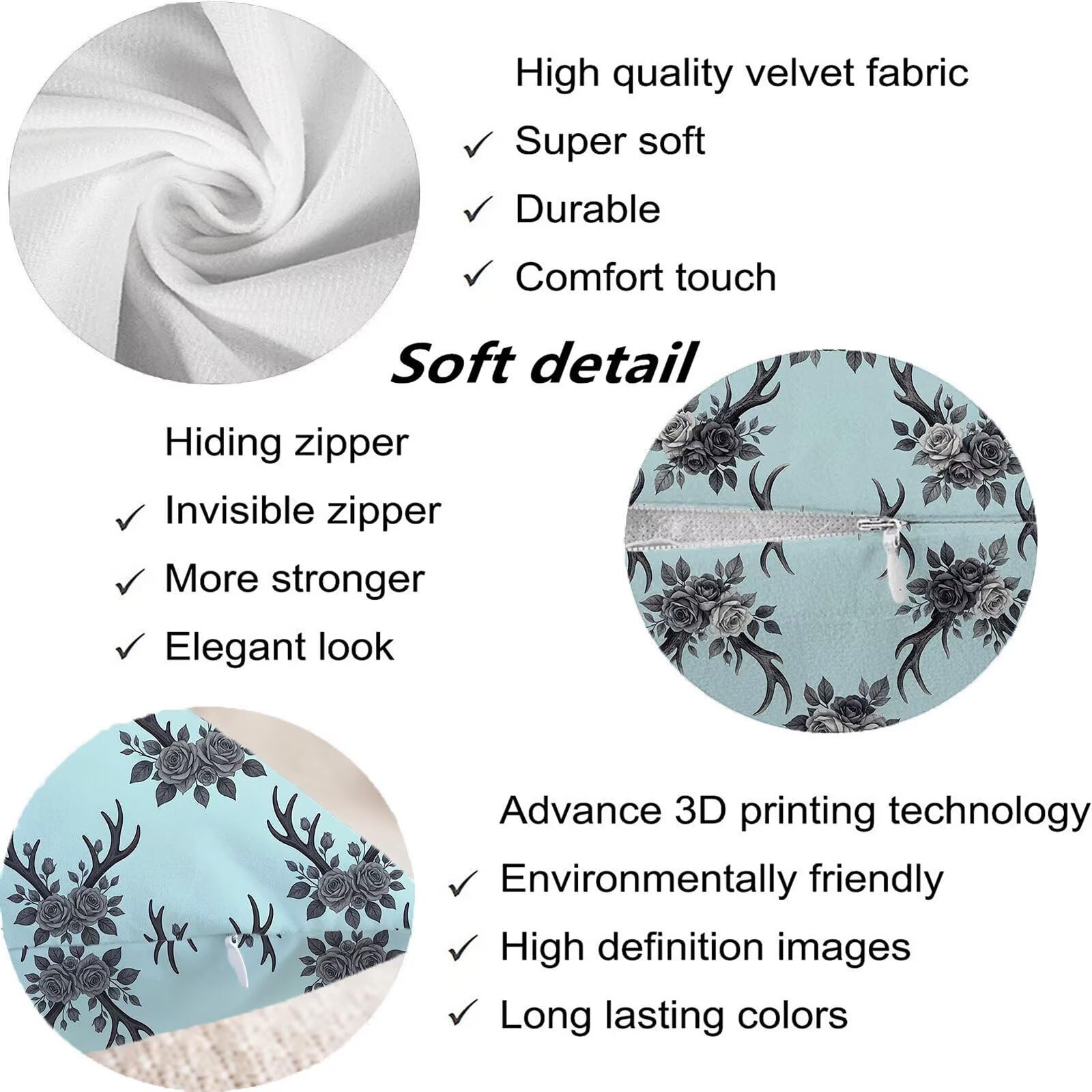 Blu Federe Cuscini Divano 60x60cm, Cuscini da Esterno Set de 4, Cod-99 | Velour Copricuscini Decorativi Letto Arredo, per Letto, Soggiorno, Giardino, Esterno, Casa Decorazione Set di 4 Fiore